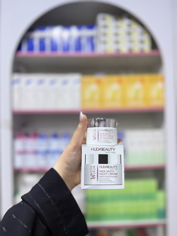 S Huda Beauty skin care product, specifically the Fade Spots Night Cream.