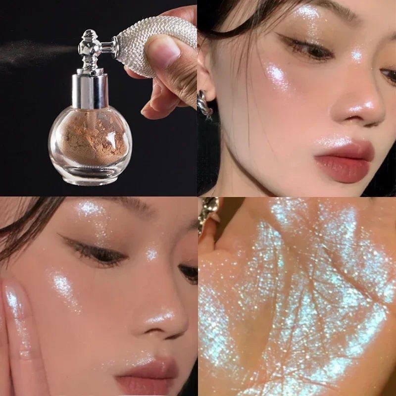 shimmering highlighter powder spray for the face and body