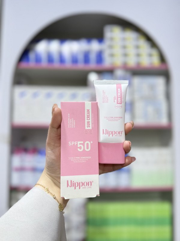 S Nippon Skin Care Hyaluronic Acid Panthenol Vitamin E Sun Cream, a tone-up pink sunscreen