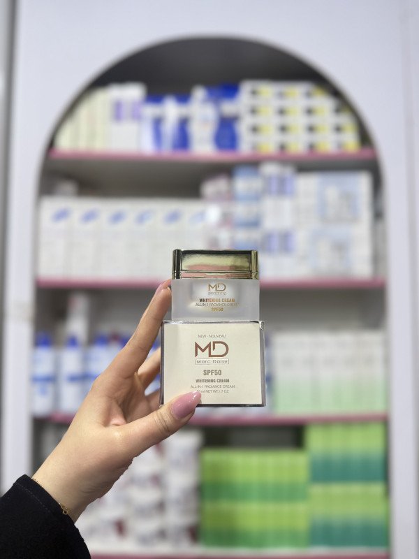 S Marc Daisy All-In-1 Radiance Cream with SPF 50, a whitening and moisturizing skincare product